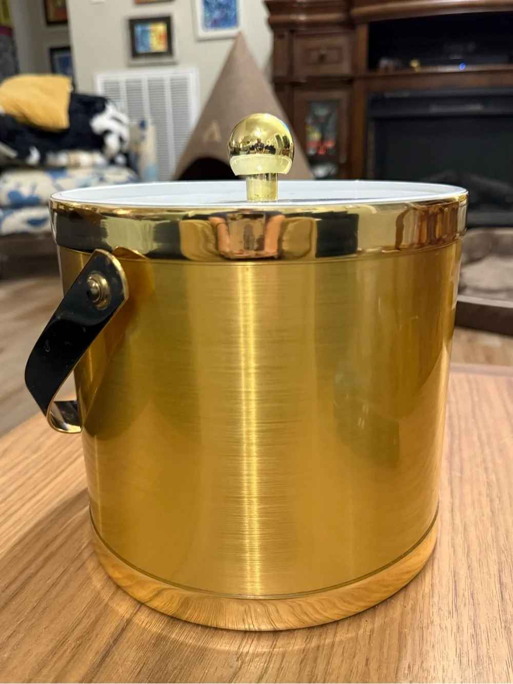 Gold Ice Bucket with Handle - Classic Bar Accessory